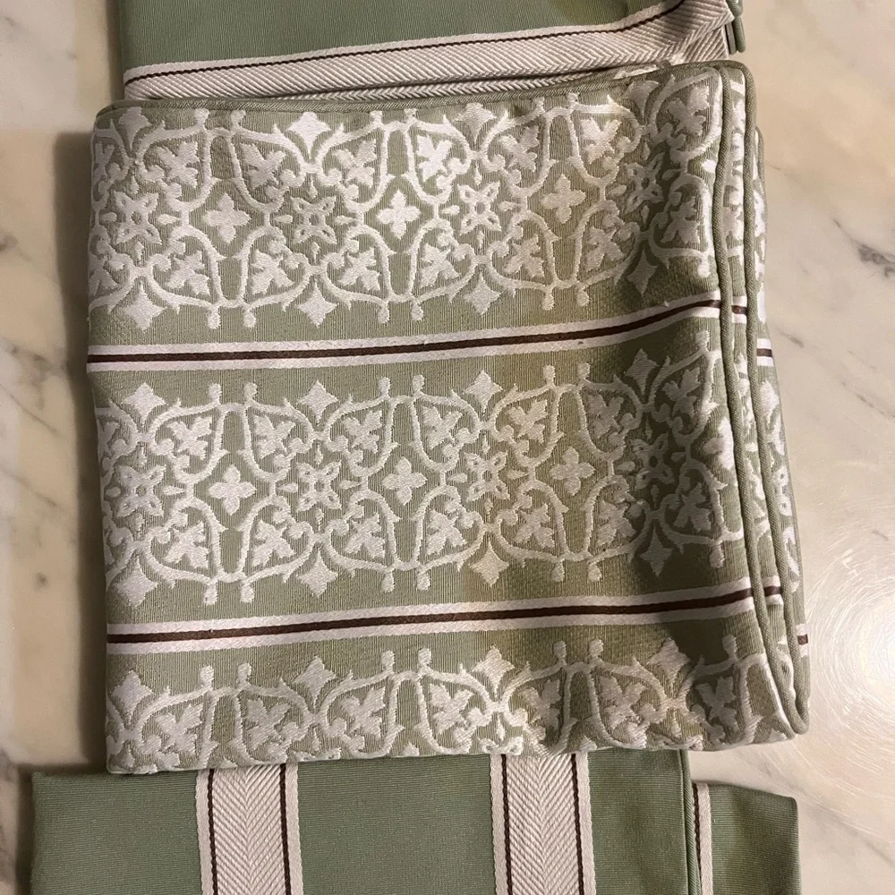 Restoration Hardware Green and Cream Patterned pillow shams (3)